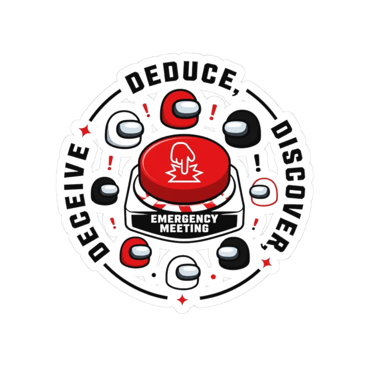 Among Us "DEDUCE, DISCOVER, DECEIVE" Sticker - alternate angle 1, merchandise
